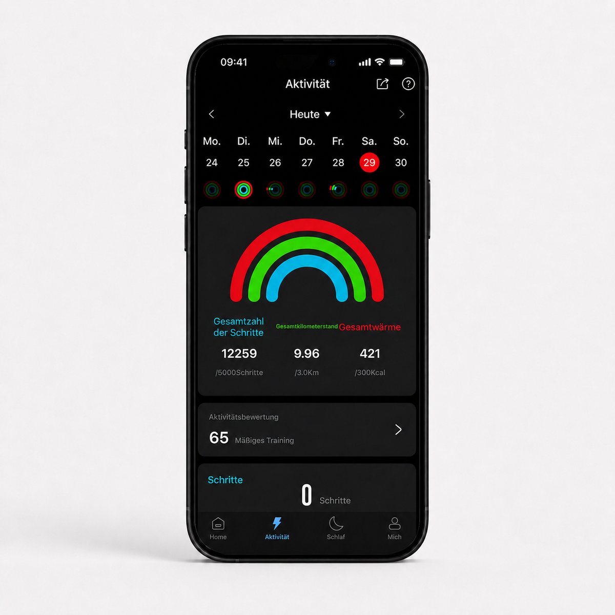 Aktivitätsübersicht in der NEORING App